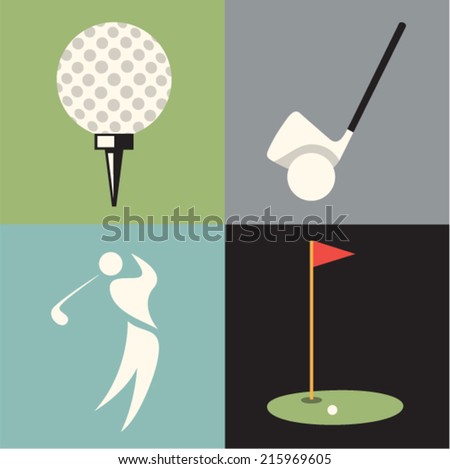 Vector illustration icon set of golf