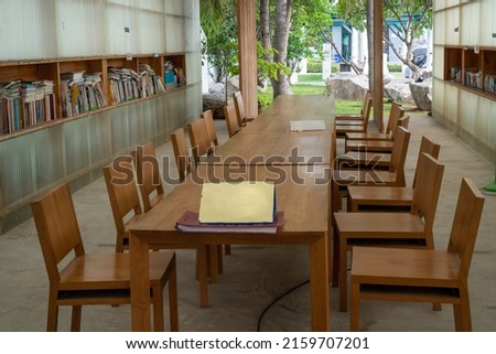 cafe table display setting in coffee shop background, concept of cafe and restaurant business lifestyle for using by customer with food and drink