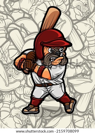 vector illustration of a pug dog playing baseball is perfect for t-shirt designs, stickers and entertainment poster designs