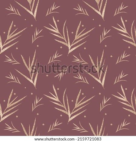 Gold glittering leafs seamless pattern. For wedding invitations, cards, branding, banner, concept design. 