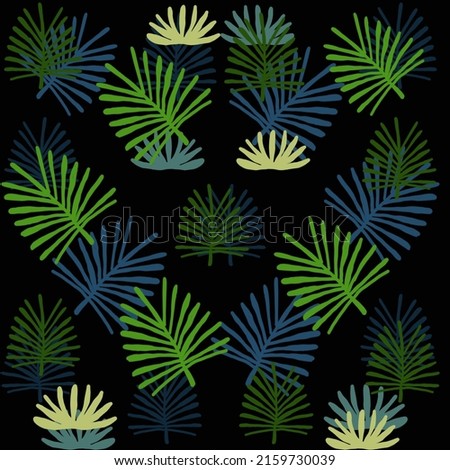 plant leaves palm tree seamless pattern mixed  wallpapers backgrounds kids room decor 