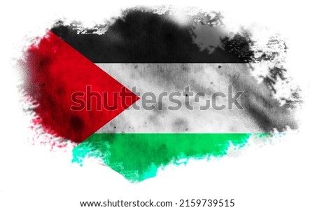 White background with torn Palestine flag.