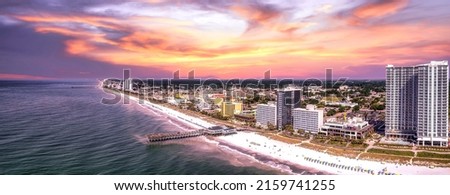 Myrtle Beach sunset panorama view Royalty-Free Stock Photo #2159741255