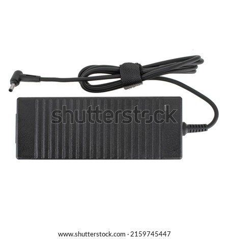 laptop power adapter, laptop spare part, white background