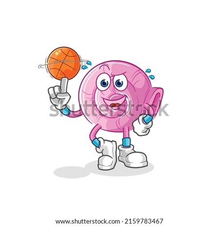 the shell playing basket ball mascot. cartoon vector