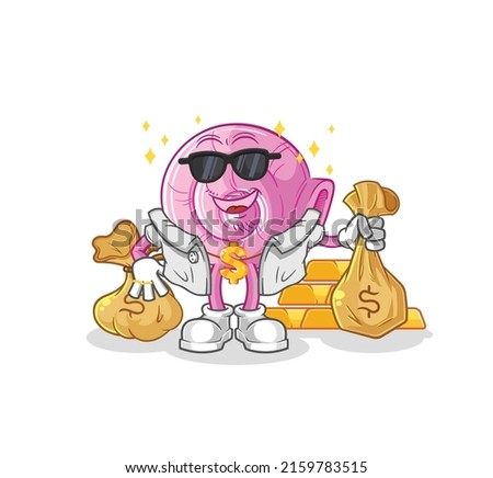 the shell rich character. cartoon mascot vector