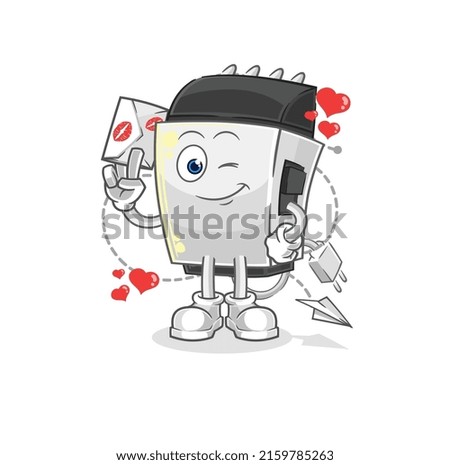 the hair clipper hold love letter illustration. character vector