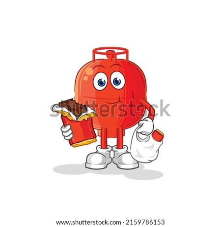 the gas cylinder eat chocolate mascot. cartoon vector