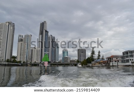 Surfers Paradise, Gold Coast, Queensland, Australia, View of the city from the Nerang River Royalty-Free Stock Photo #2159814409