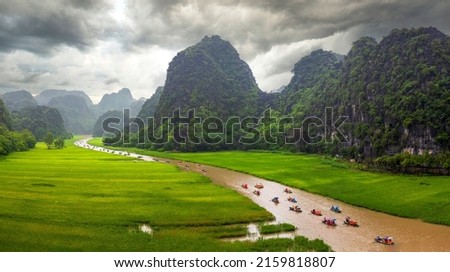 Trang An ( Ninh Binh, Vietnam) - The unesco world heritage site Royalty-Free Stock Photo #2159818807