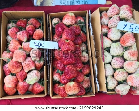 Strawberries are ripening inside the container
