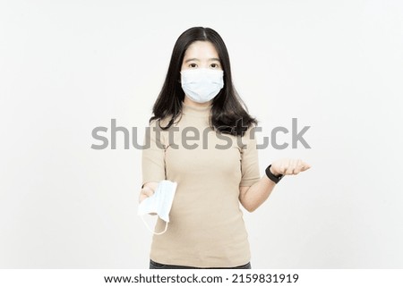 Wearing Medical Mask for Preventing Corona Virus Of Beautiful Asian Woman Isolated On White Background