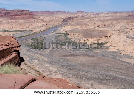 Drought on the Colorado River at Lake Powell 's Hite Bridge Crossing Due to Climate Change Royalty-Free Stock Photo #2159836165