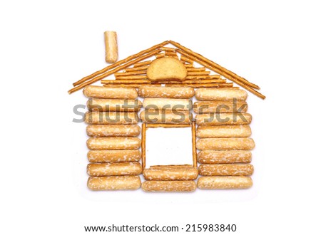 Gingerbread House of bread sticks and crackers 