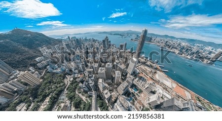 Aerial view of Hong Kong central  commercial and financial business district