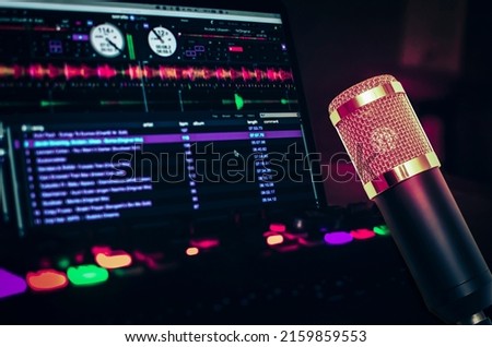 home music studio: laptop and microphone