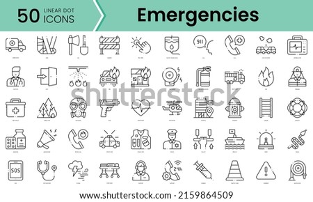 Set of emergencies icons. Line art style icons bundle. vector illustration Royalty-Free Stock Photo #2159864509