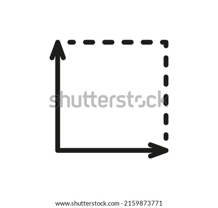 Square area icon. Coordinate axes sign. Coordinate system Flat math graph icon. Measuring land area. Place dimension pictogram. Vector outline illustration isolated on white background. Royalty-Free Stock Photo #2159873771