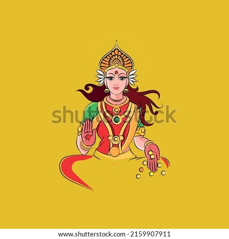 colour illustration of Goddess Lakshmi vector art  Royalty-Free Stock Photo #2159907911