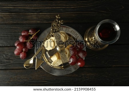 Concept or composition of Eucharist, top view