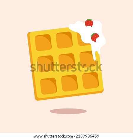 Waffle cartoon vector. Fast food cartoon element illustration. Flat of fast food vector isolated. Breakfast food collection. Eps 10.
