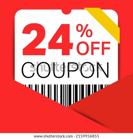 24% Coupon promotion sale for a website, internet ads, social media gift 24% off discount voucher. Big sale and super sale coupon discount. Price Tag Mega Coupon discount.