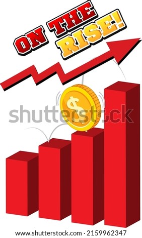 Red bar chart with red arrow going up illustration