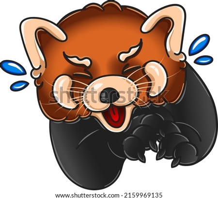 Cute, cute and chubby red panda. Drawn vector graphics for postcards, for printing, for design, for posters, for decoration. Can be used as stickers. As a way to express your emotions.