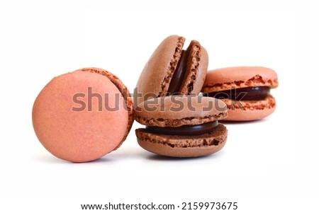 Sweet and colorful french macaroons or macaron on white background, Dessert