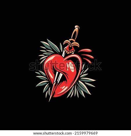 heart tattoo illustration vector design