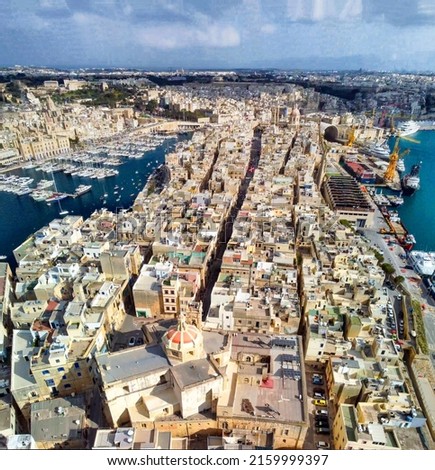 Panoramic aerial view of Senglea, Malta