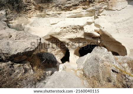 White chalk bell caves Luzit in Israel - a place of life of ancient people