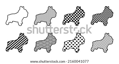 dog vector french bulldog icon polka dot checked striped heart japan wave pattern bone food puppy character cartoon pet symbol scarf isolated tattoo stamp clip art illustration design