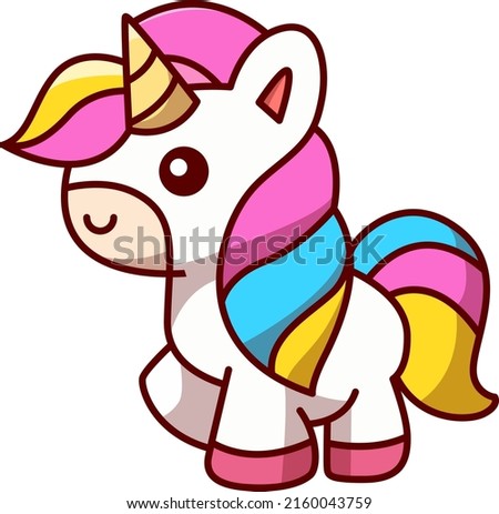 cute colorful side profile unicorn on vector illustration. illustration vector unicorn for any celebration