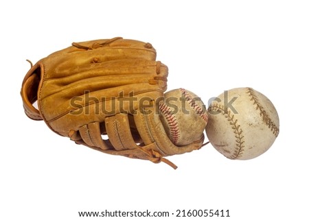 Vintage classic leather baseball glove isolated on white background
