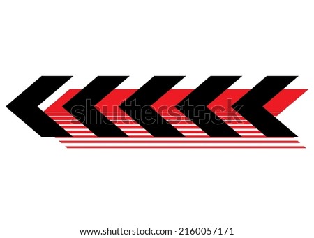 Vector abstract arrow for sports car. Striped pattern, sticker for vehicles. Trendy vector background.
