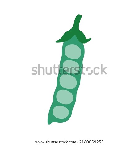Cute green pea icon. Vector flat hand drawn illustration in cartoon style	