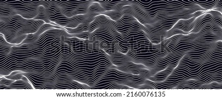 Wave Thin Lines Curve Pattern Background. Minimal Contour Lines Texture. Abstract Vector Illustration.