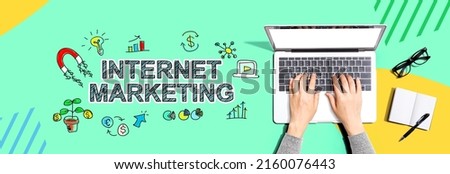 Internet marketing with person using a laptop computer