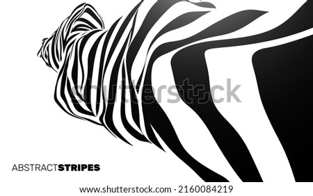 Black and White Stripes Lines Design. Optical Illusion Pattern. Abstract 3D Geometrical Background. Vector Illustration.
