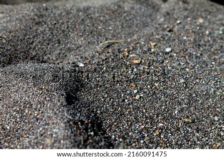 Black volcanic sand in Kamchatka on the Pacific coast