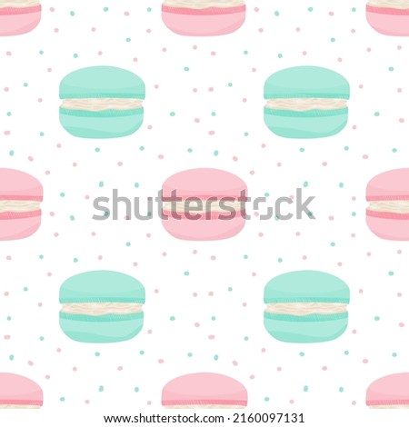 Pastel macarons with seamless patterns. Wrapping paper.
