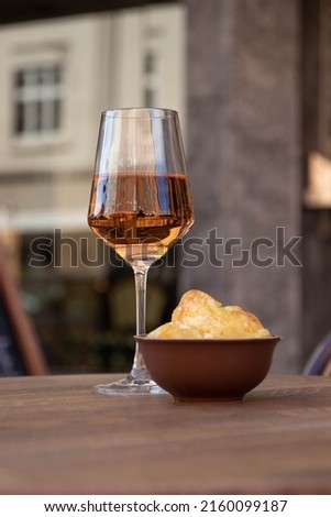 wine outside with chips in summer