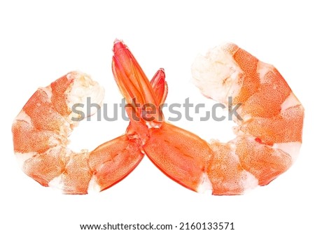 Two cooked shrimps isolated on a white background