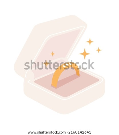 Golden wedding ring in a box. Vector illustration Royalty-Free Stock Photo #2160142641