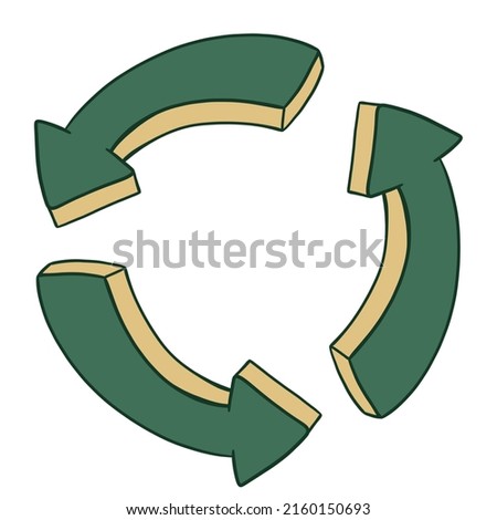hand drawn eco icon three arrows in a ring recycle symbol