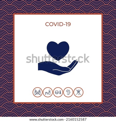 Hand holding heart symbol. Elements for your design