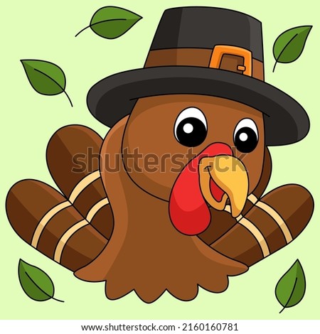 Thanksgiving Turkey Heat With Hat Illustration