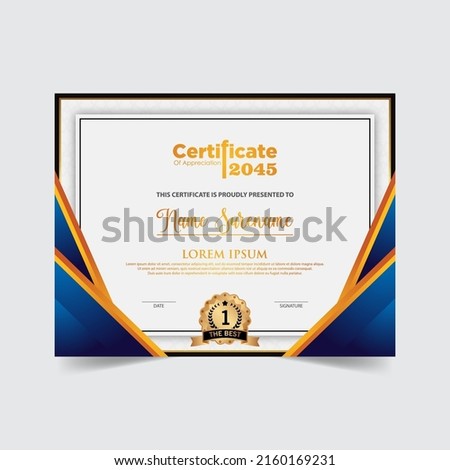 Diploma Certificate of achievement template in vector. Award Templates, achievements for companies, Best Prize Documents. Illustration Templates