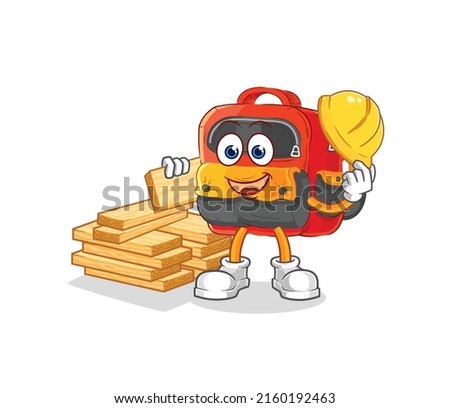 the backpack builder vector. cartoon character